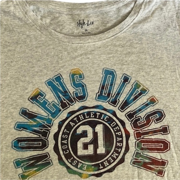 NWT Style & Co Women’s Division Champions Gray T-Shirt - Size 1X - Picture 2 of 10